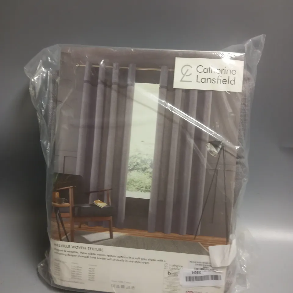 CATHERINE LANSFIELD MELVILLE WOVEN TEXTURE EYELET CURTAINS - 229CM X 229CM