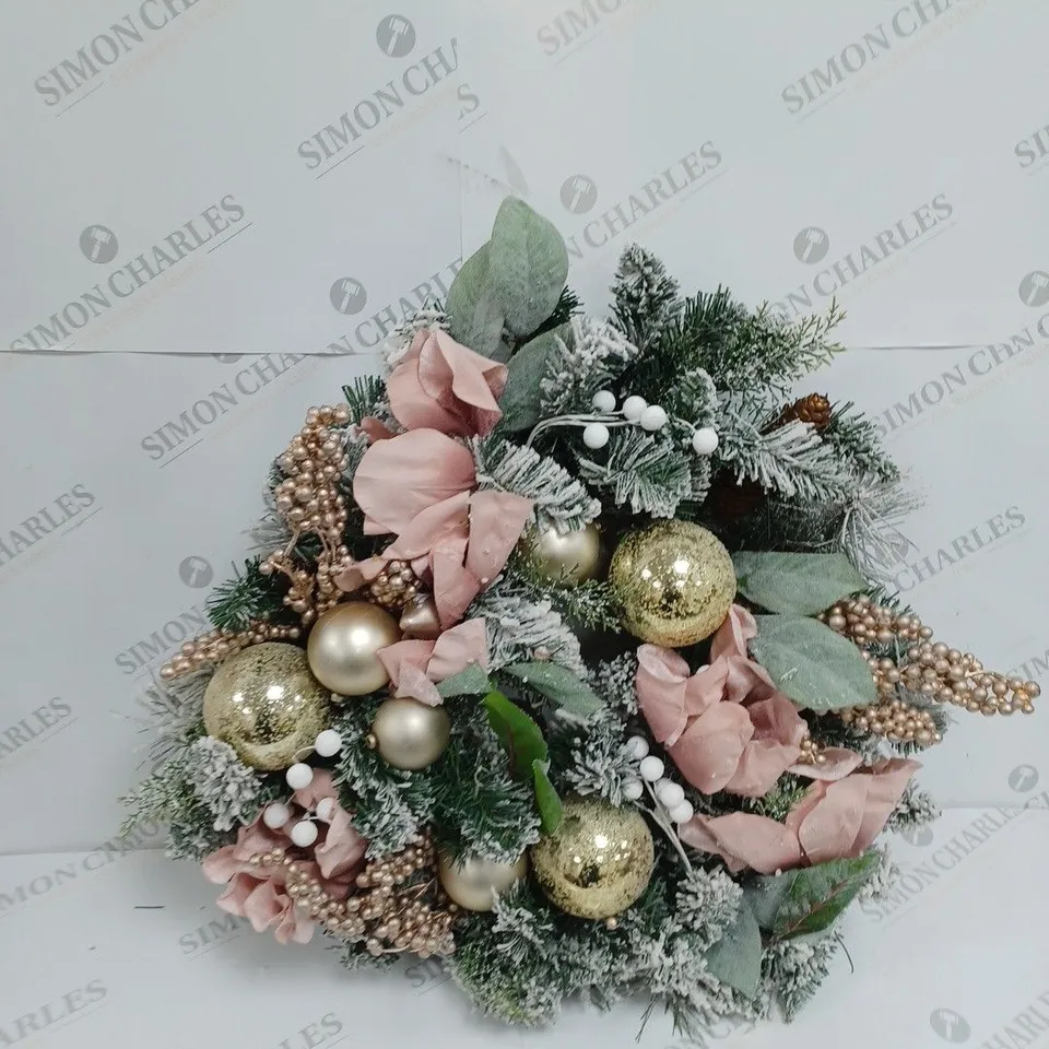 FROSTED ROSE PRE-LIT FESTIVE WREATH  RRP £42.99