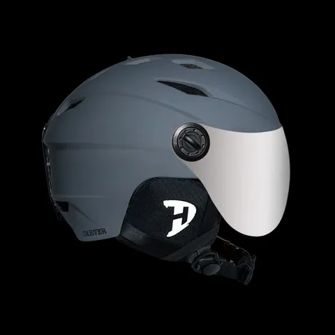 BOXED DAYTONA CARVER SKI HELMET - ADJUSTABLE SKI HELMET FOR MEN, WOMEN & YOUTH - DULL GREY WITH ANTI-FOG VISOR SIZE MEDIUM