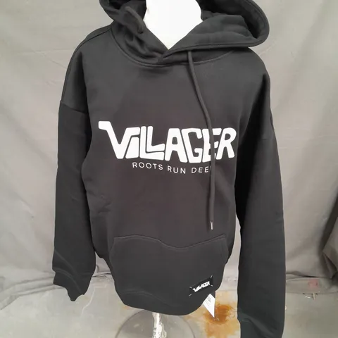 VILLAGER HEAVYWEIGHT HOODIE IN BLACK SIZE M