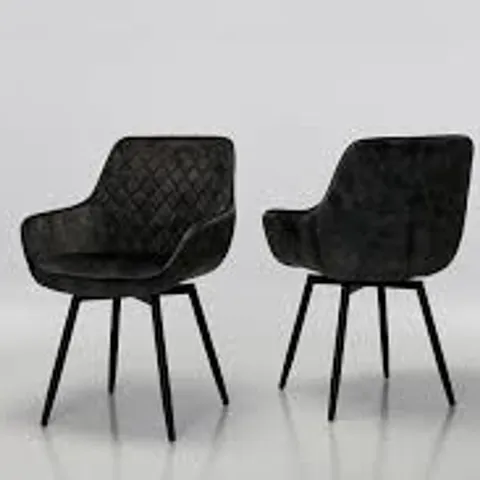 BOXED SET OF 2 VENICE VELVET DINING CHAIRS - BLACK (1 BOX)