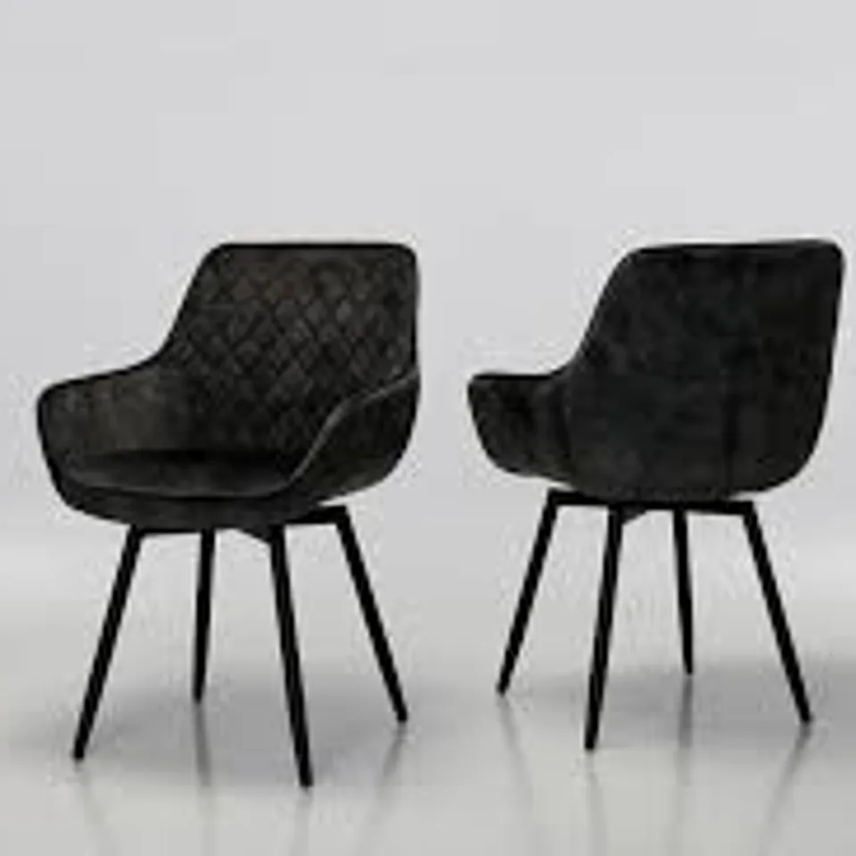 BOXED SET OF 2 VENICE VELVET DINING CHAIRS - BLACK (1 BOX)
