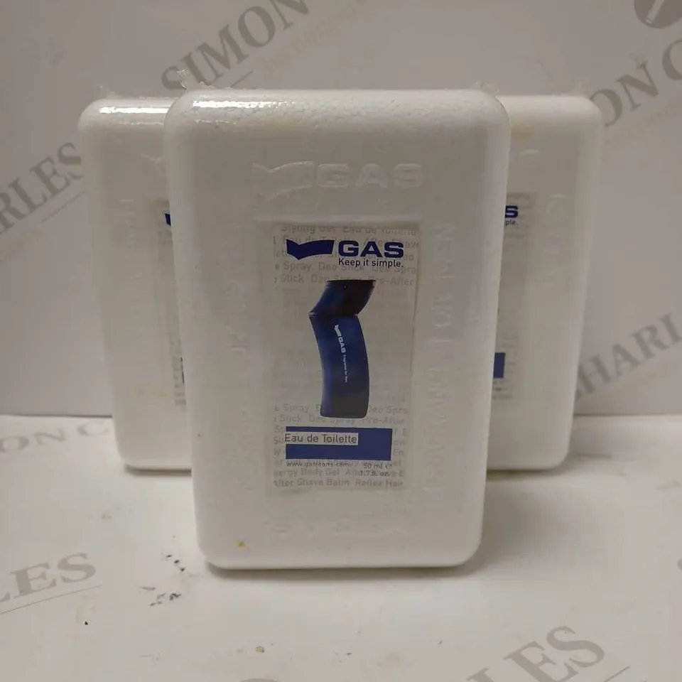 LOT OF 3 X 50ML GAS FOR MEN EAU DE TOILETTE