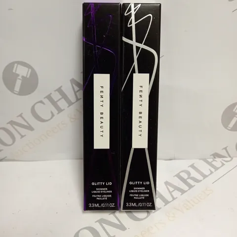 2 BOXED FENTY BEAUTY BY RIHANNA GLITTY LID SHIMMER LIQUID EYELINER - CHROME AT ME AND AMETHYZZ SHADES