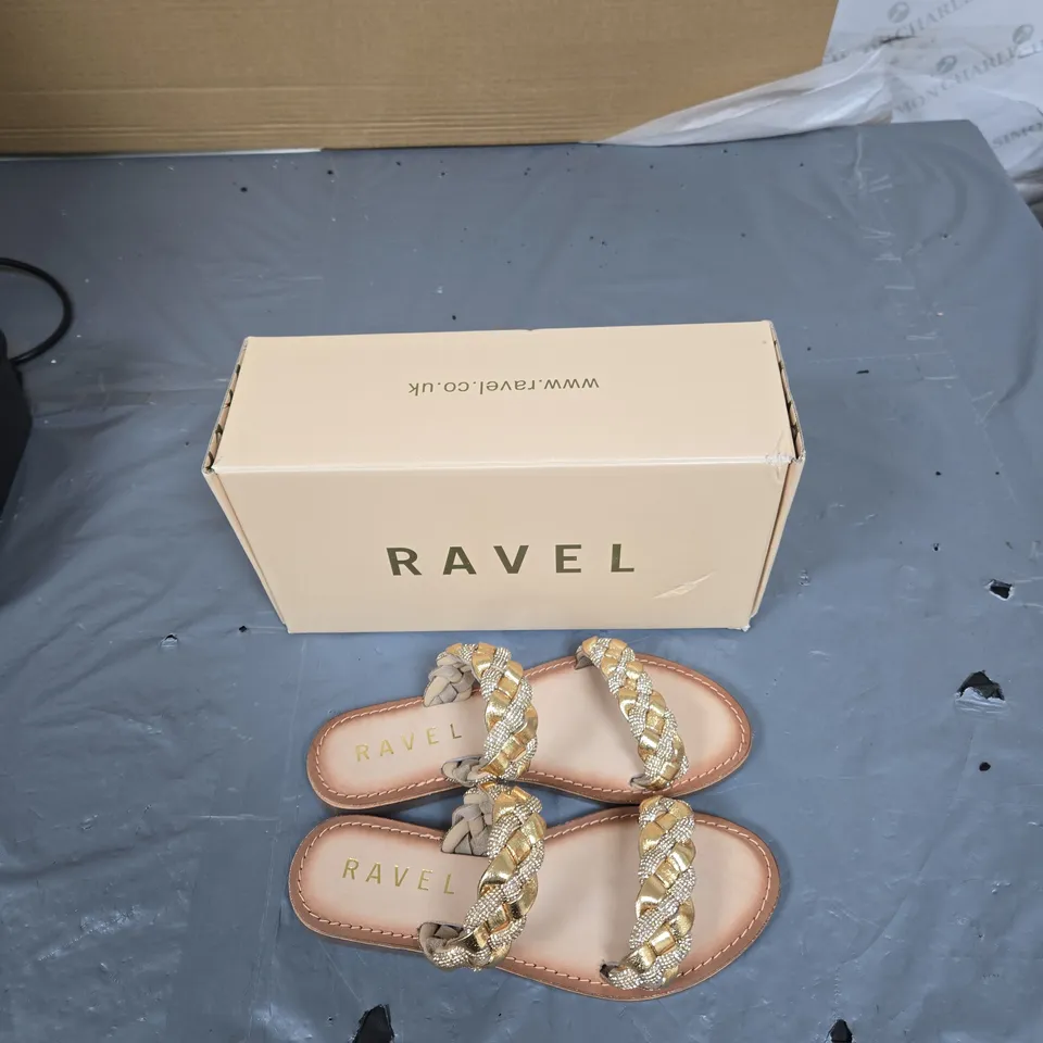 RAVEL WOMEN'S BRAIDED STRAP SANDALS – GOLD/BEIGE, UK 6