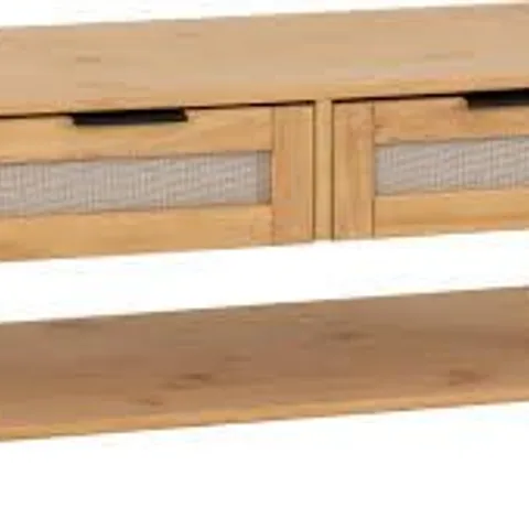 BOXED CORONA RATTAN COFFEE TABLE - DISTRESSED WAXED PINE/RATTAN EFFECT (1 BOX)