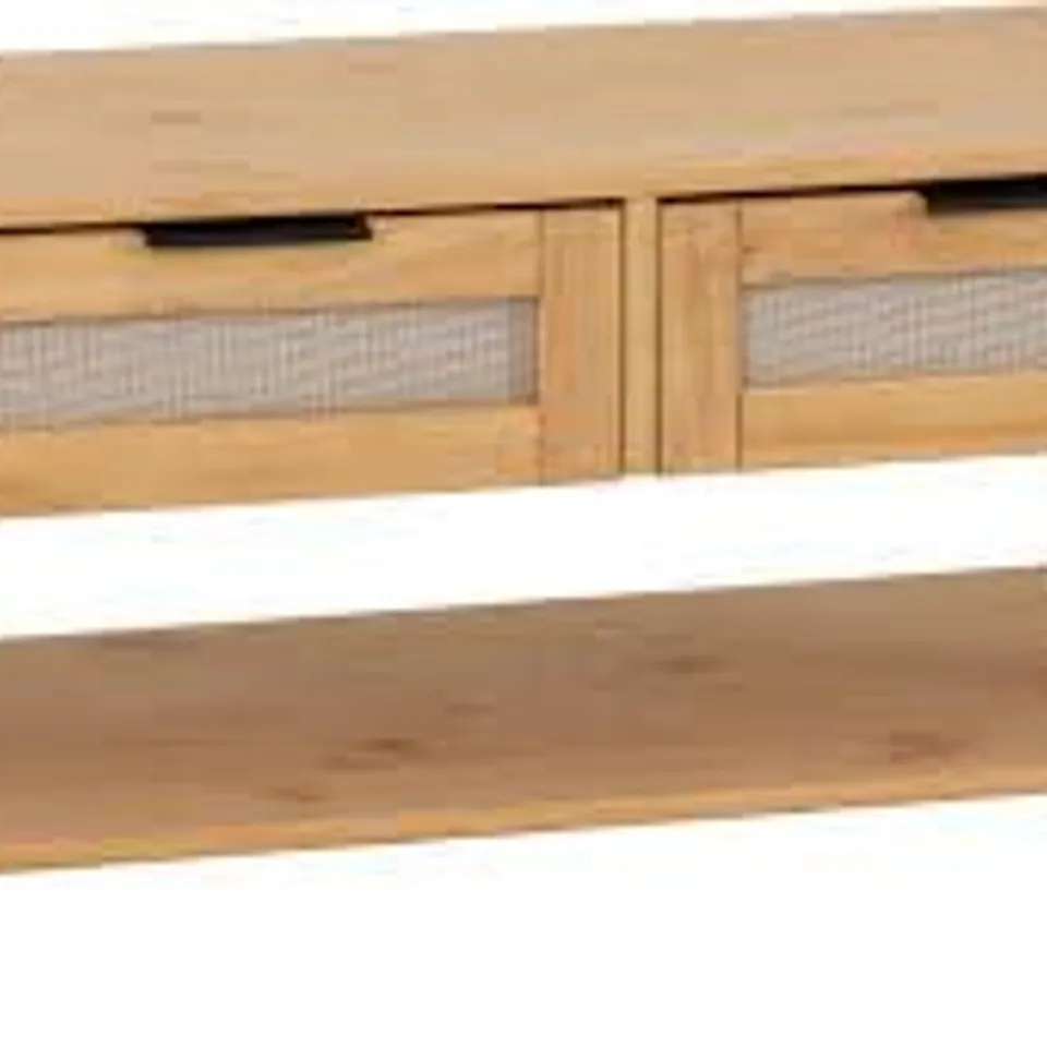 BOXED CORONA RATTAN COFFEE TABLE - DISTRESSED WAXED PINE/RATTAN EFFECT (1 BOX)