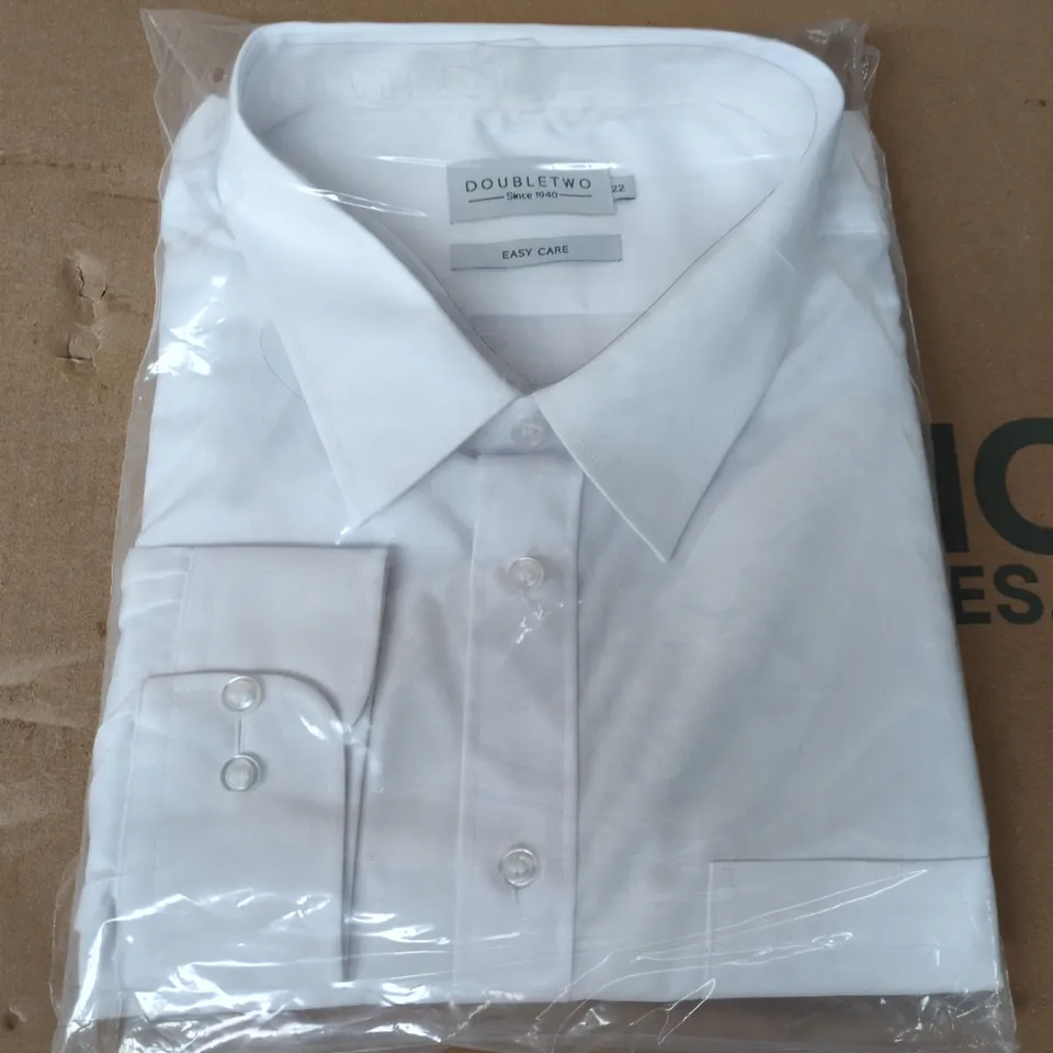 BAGGED DOUBLE TWO MEN'S CLASSIC LONG-SLEEVE SHIRT IN WHITE - 22-INCH COLLAR SIZE