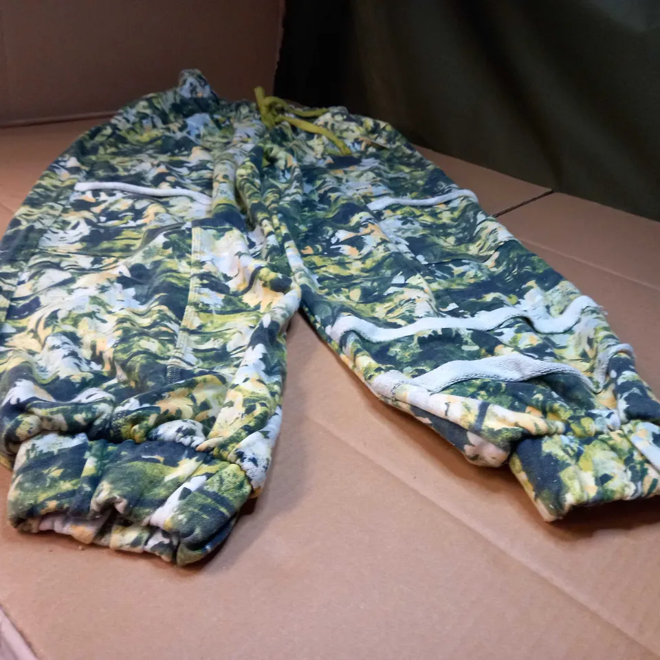 DESIGNER GRUNGE INSPIRED GREEN/BLUE OVERSIZED JOGGERS - XS