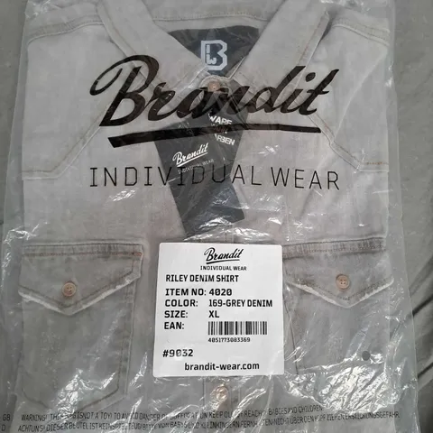 BAGGED BANDIT RILEY DENIM SHIRT IN GREY - XL