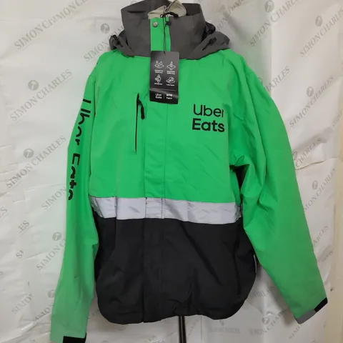 UBER EATS PADDED WATERPROOF COAT IN GREEN SIZE L