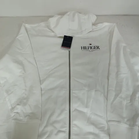 TOMMY HILFIGER WHITE ZIP HOODIE WITH LOGO β 4XLT
