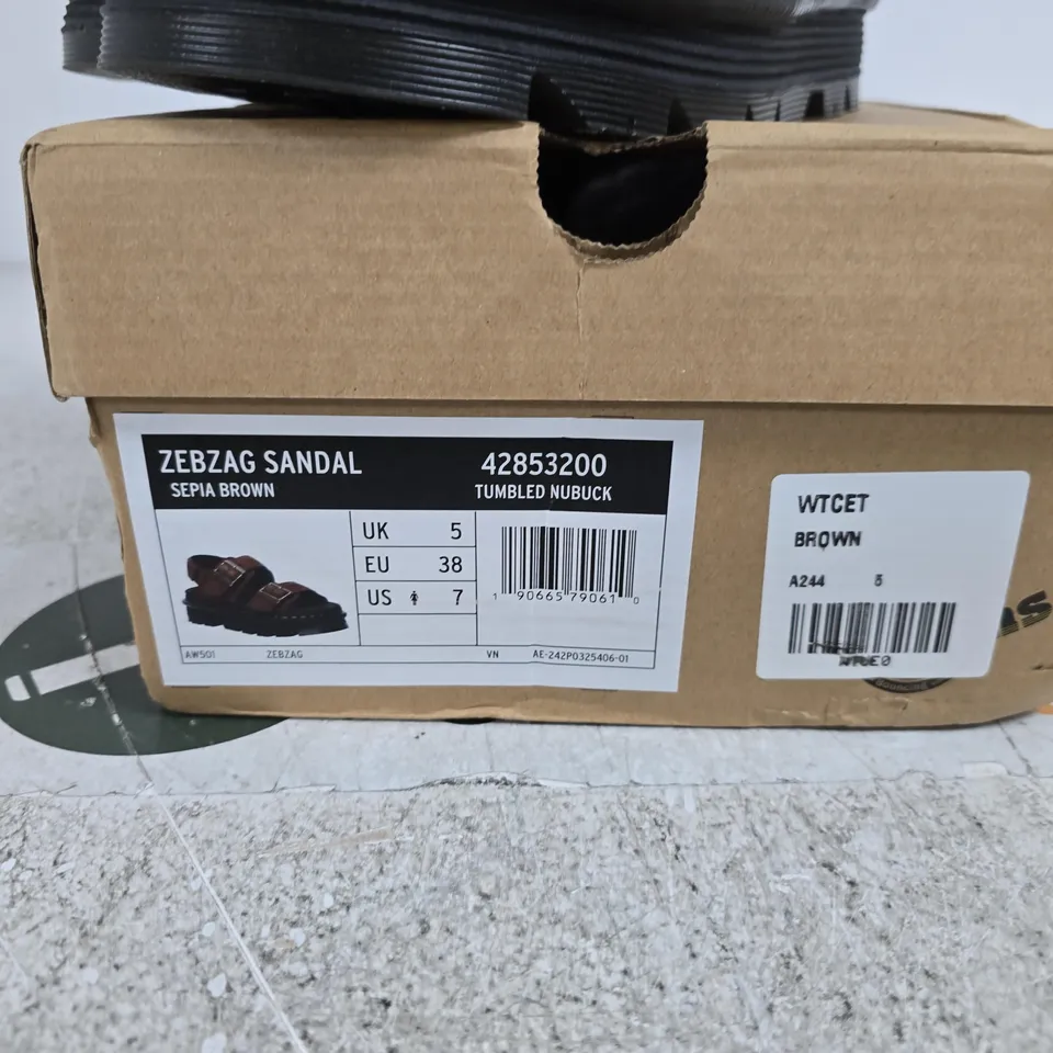 DR MARTENS ZEBZAG SANDAL SEPIA BROWN UK 5 BOXED