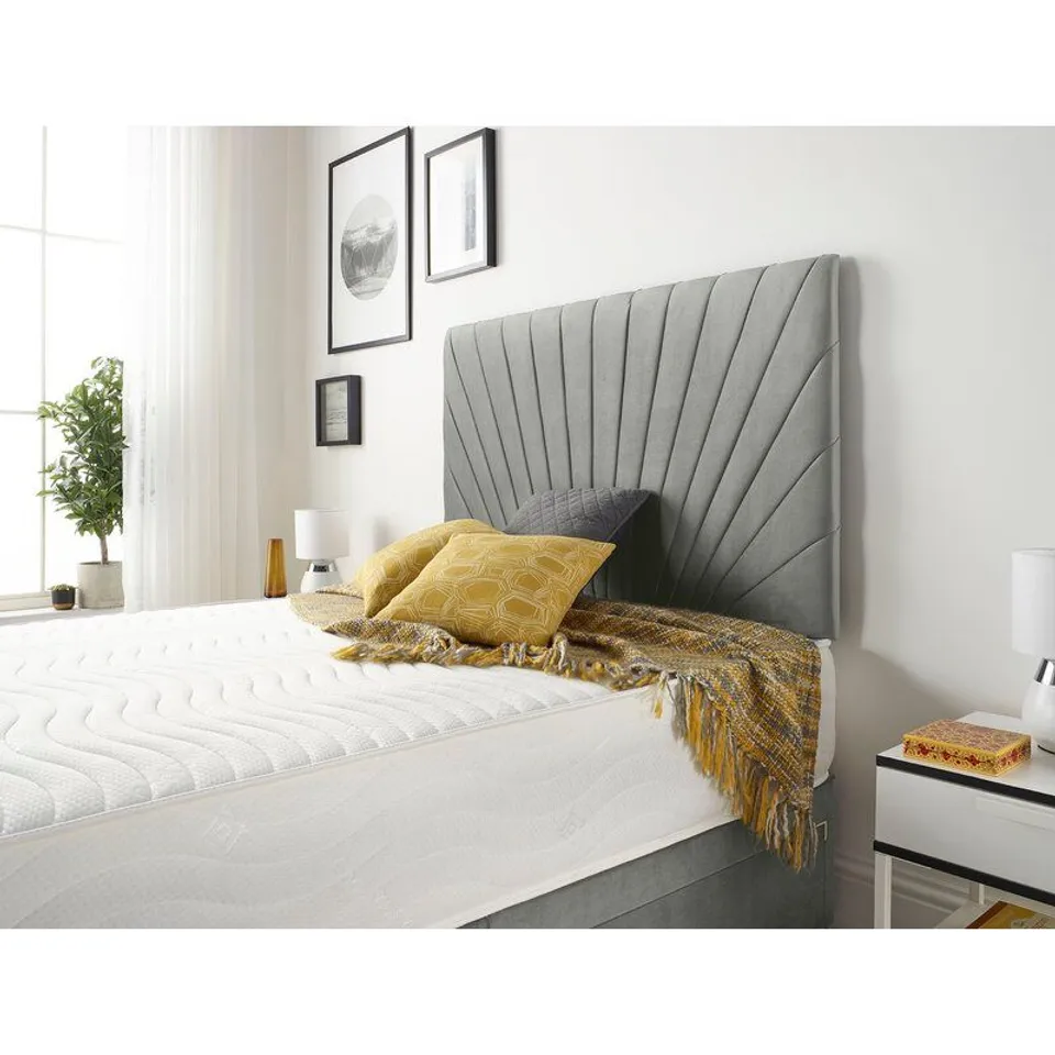 BOXED SANTAMONICA PLATINUM LINEN DIVAN DOUBLE BED (2 PARTS) 