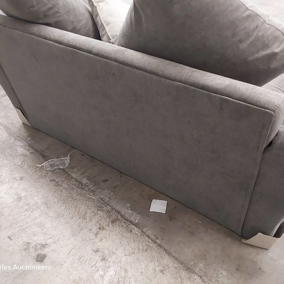 DESIGNER DURY TWO SEATER SOFA WITH SCATTER CUSHIONS GREY FABRIC 