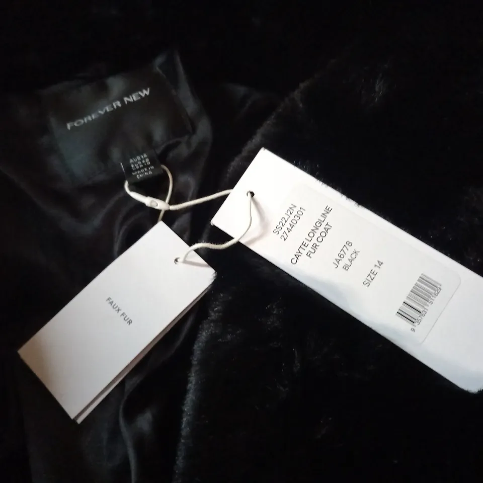 FOREVER NEW CAYTELONGLINE FUR COAT IN BLACK - 14