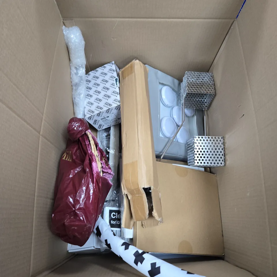 BOX OF APPROXIMATELY 15 ASSORTED HOUSEHOLD ITEMS TO INCLUDE WINDOW GLASS FILM, A MATERNITY CARE PACK AND AN ART PAINTING TOOL