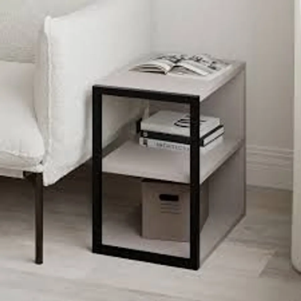 BOXED ECHO MODERN MINIMALIST SIDE TABLE - LIGHT MOCHA
