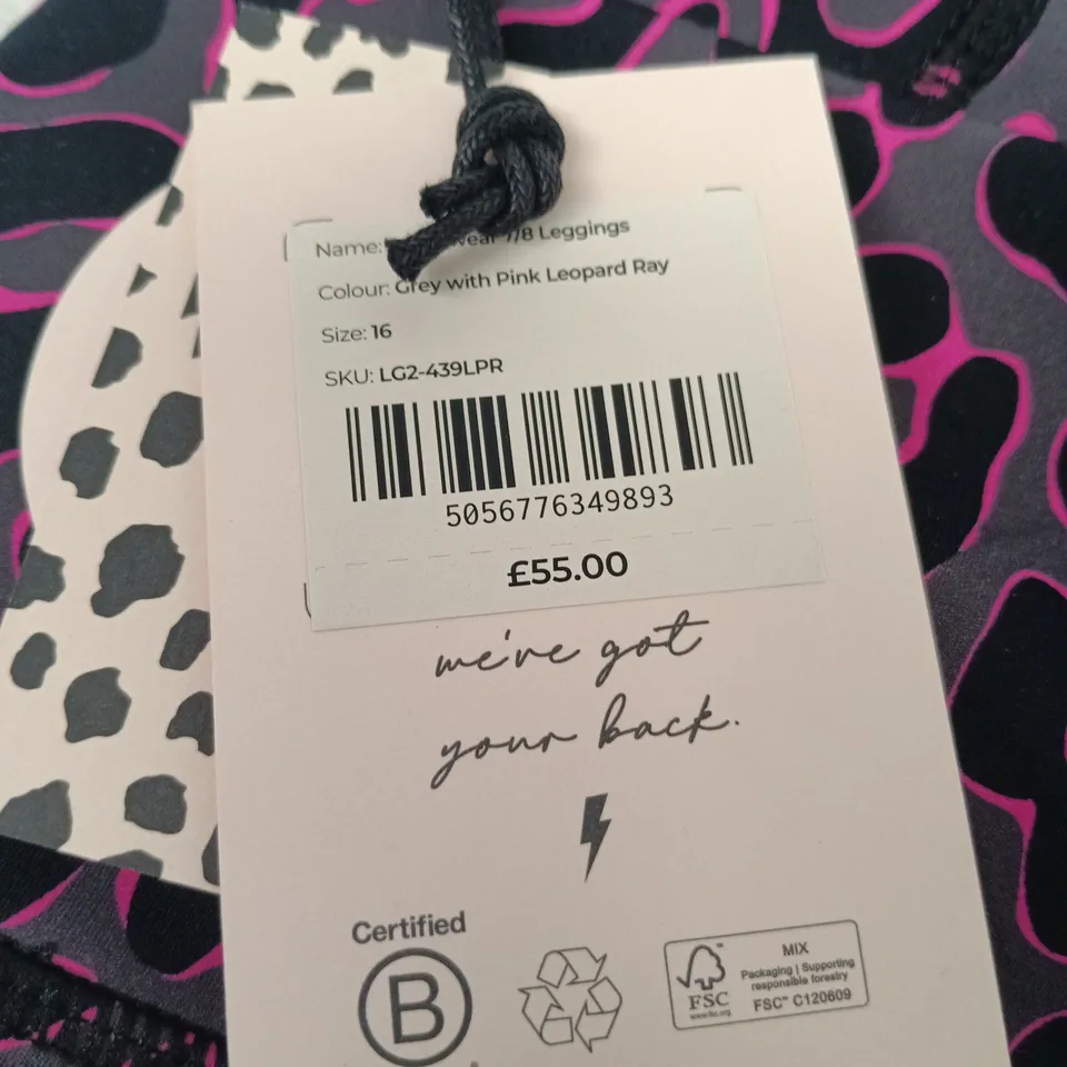 SCAMP & DUDE GREY WITH PINK LEOPARD PRINT LEGGINGS, UK SIZE 16