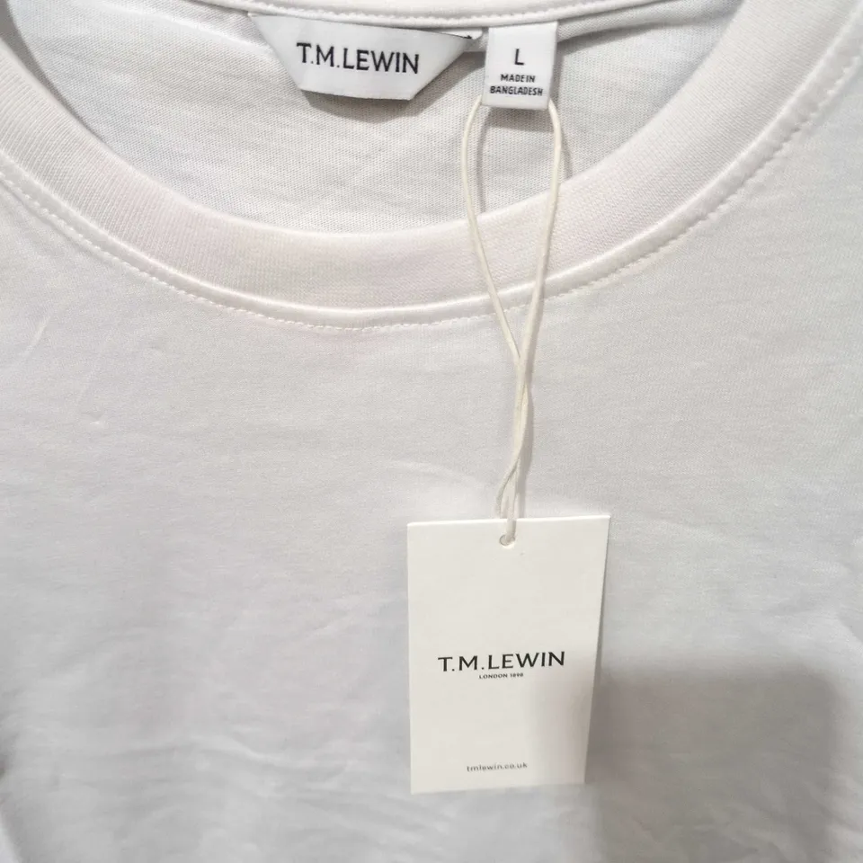 T.M. LEWIN WHITE CREW NECK T-SHIRT – MEN'S, UK L
