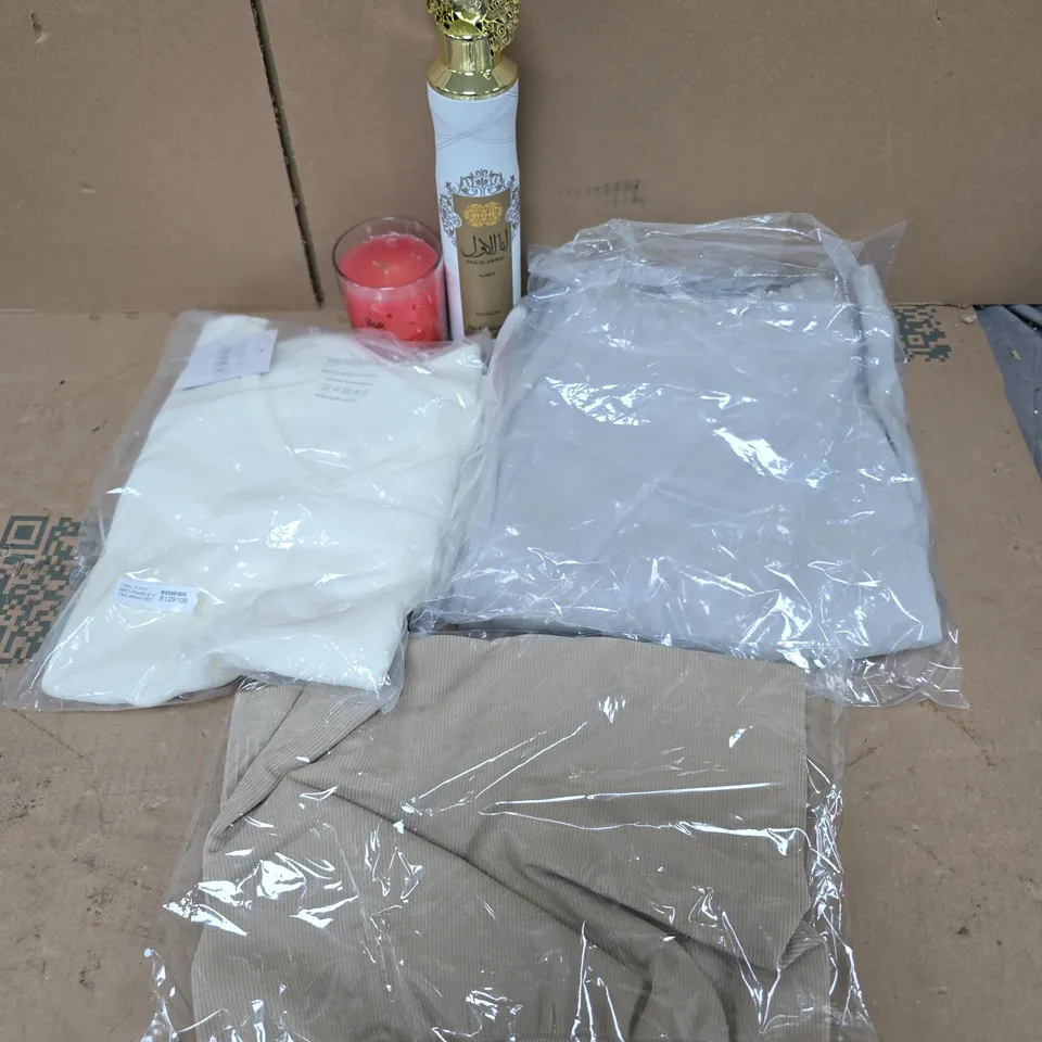APPROXIMATELY 20 ASSORTED ITEMS TO INCLUDE PETALI CANDLE, BENCH JOGGERS, NUSUK AIR FRESHENER, ETC