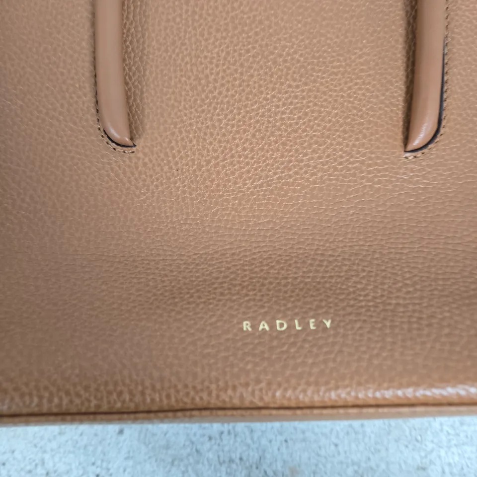 RADLEY BROWN LEATHER HANDBAG WITH DUAL TOP HANDLES