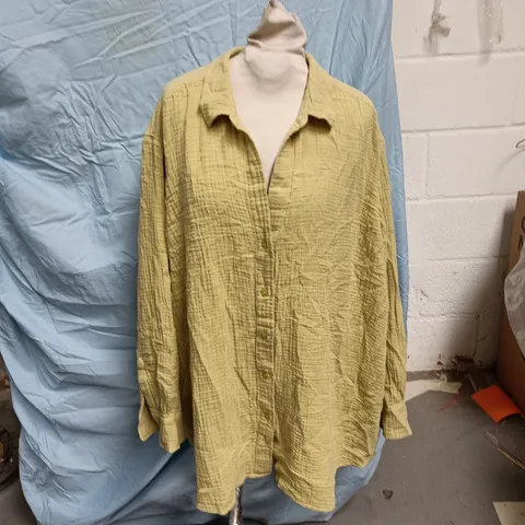 M&S WOMEN'S BEIGE CRINKLED SHIRT – BUTTON-FRONT, SIZE XL