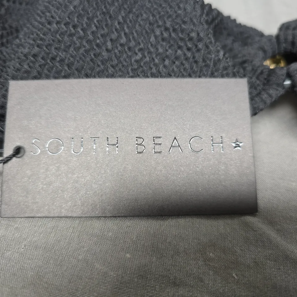 SOUTH BEACH BLACK TEXTURED BANDEAU BIKINI TOP – UK 14