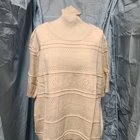 UK 20-22 ATLAS FOR WOMEN BEIGE EYELET KNIT TOP