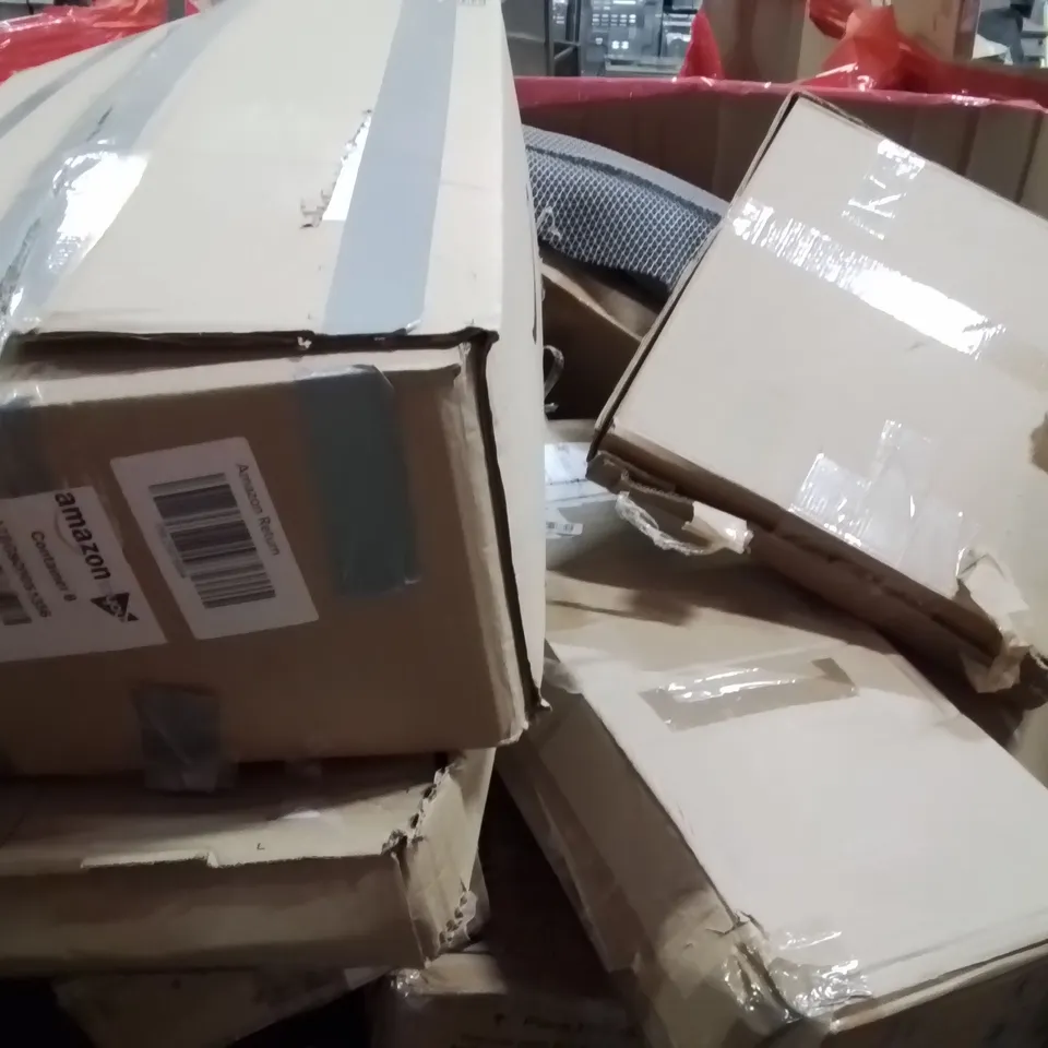 PALLET OF ASSORTED HOUSEHOLD GOODS AND PRODUCTS TO INCLUDE;TV STAND,CEILING FAN,ANTI BLUE LIGHT SCREEN PROTECTOR