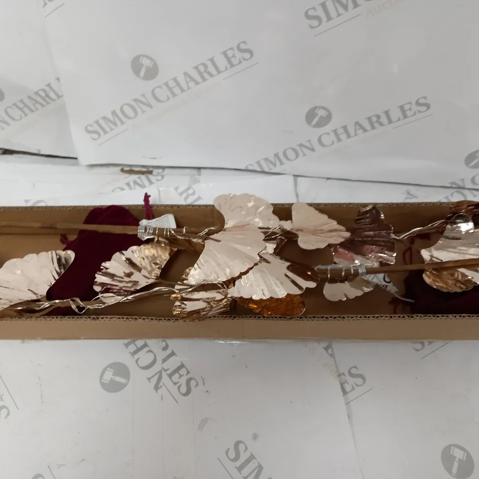 ALISON CORK SET OF 2 GINKO LEAF PRELIT STEMS - GOLD