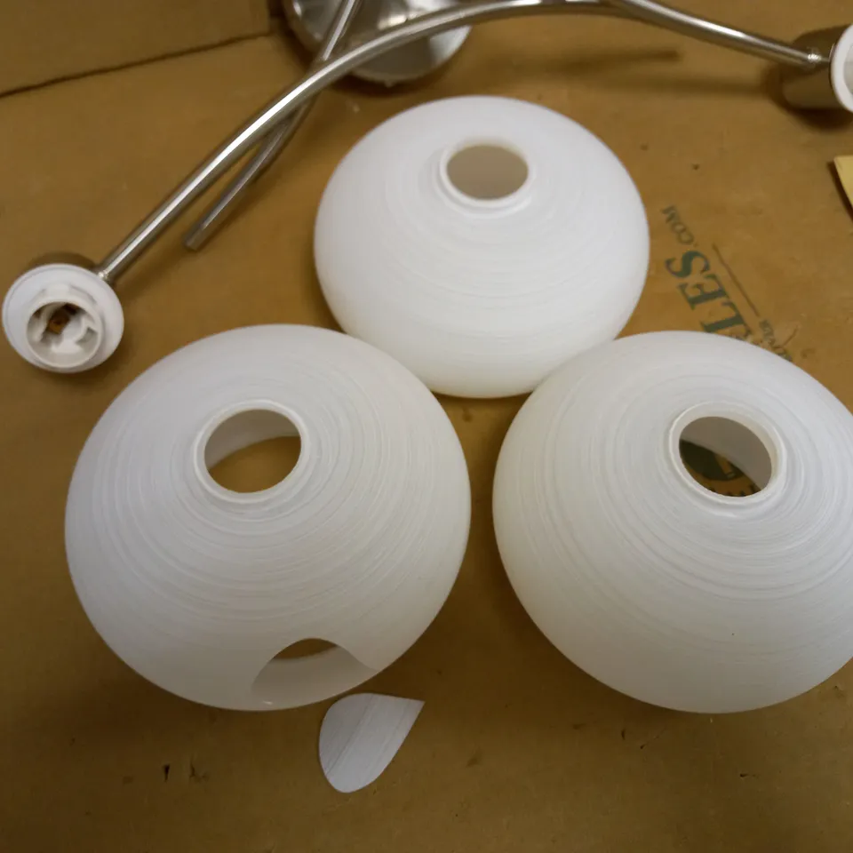 JOHN LEWIS & PARTNERS 'ANYDAY' ELIO 3-ARM CEILING LIGHT - PAINTED WHITE GLASS