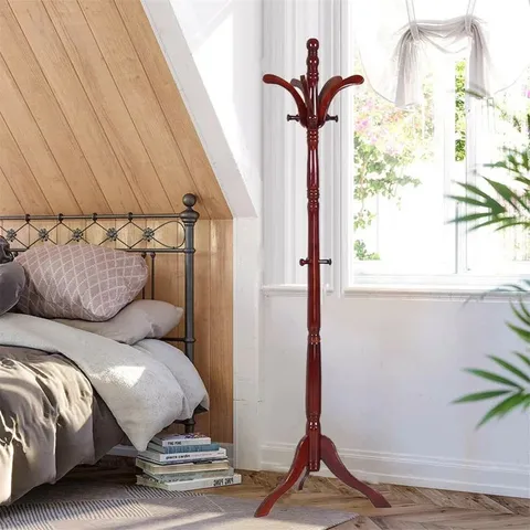 BOXED KARRAGULLEN SOLID WOOD FREESTANDING 5-HOOK COAT STAND (1 BOX)