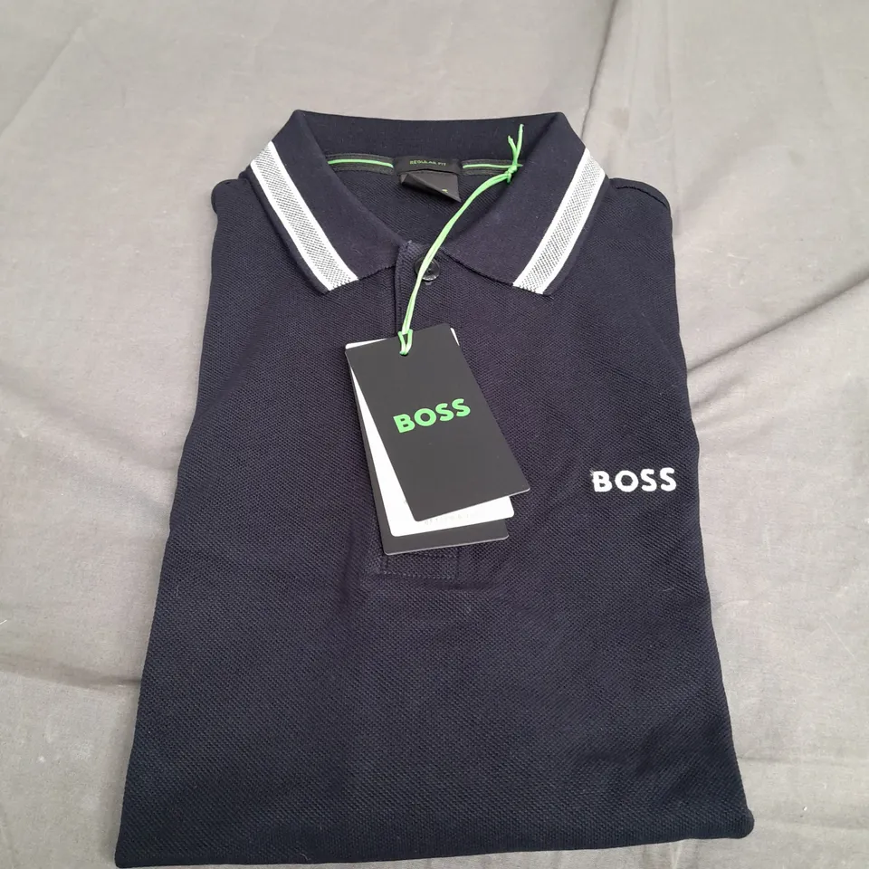 HUGO BOSS NAVY POLO SHIRT - SMALL