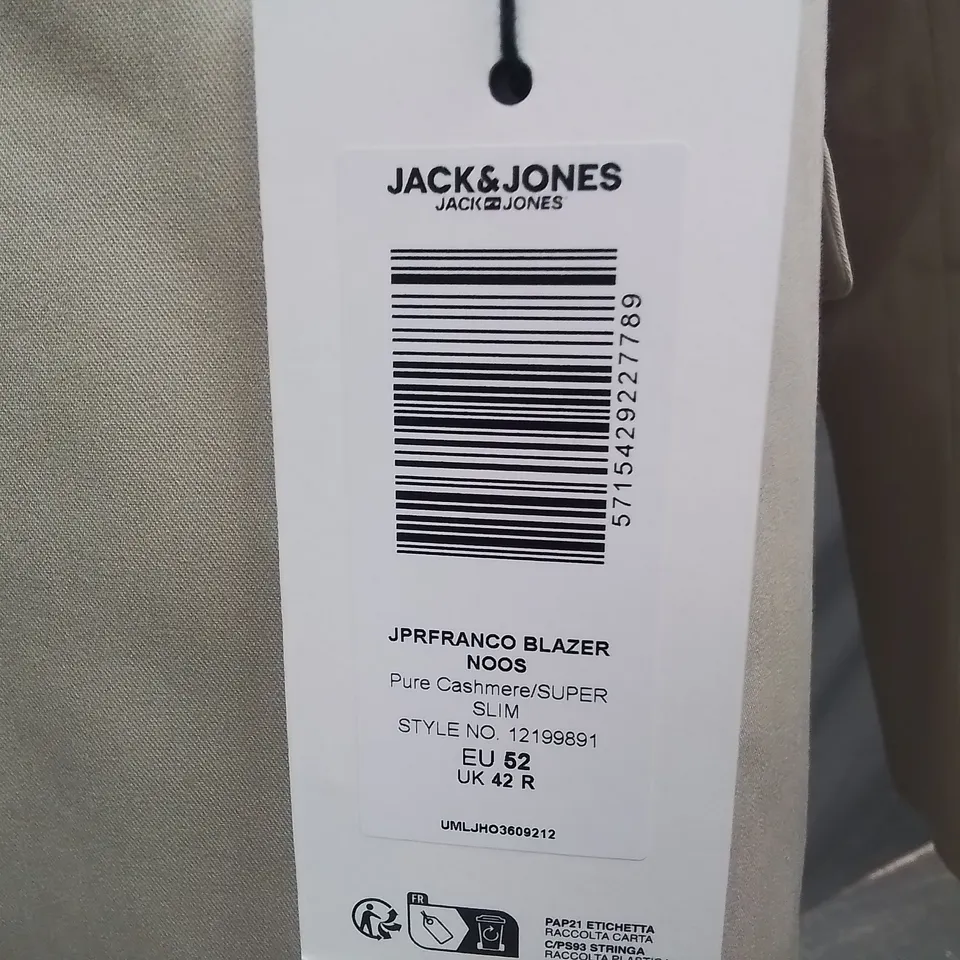 JACK & JONES SUIT SLIM JACKET AND TROUSERS - JACKET 42R TROUSERS 32 R