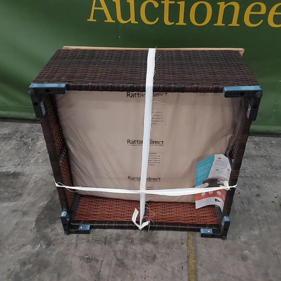 DESIGNER CHOCOLATE MIX RATTAN COFFEE TABLE WITH GLASS TOP