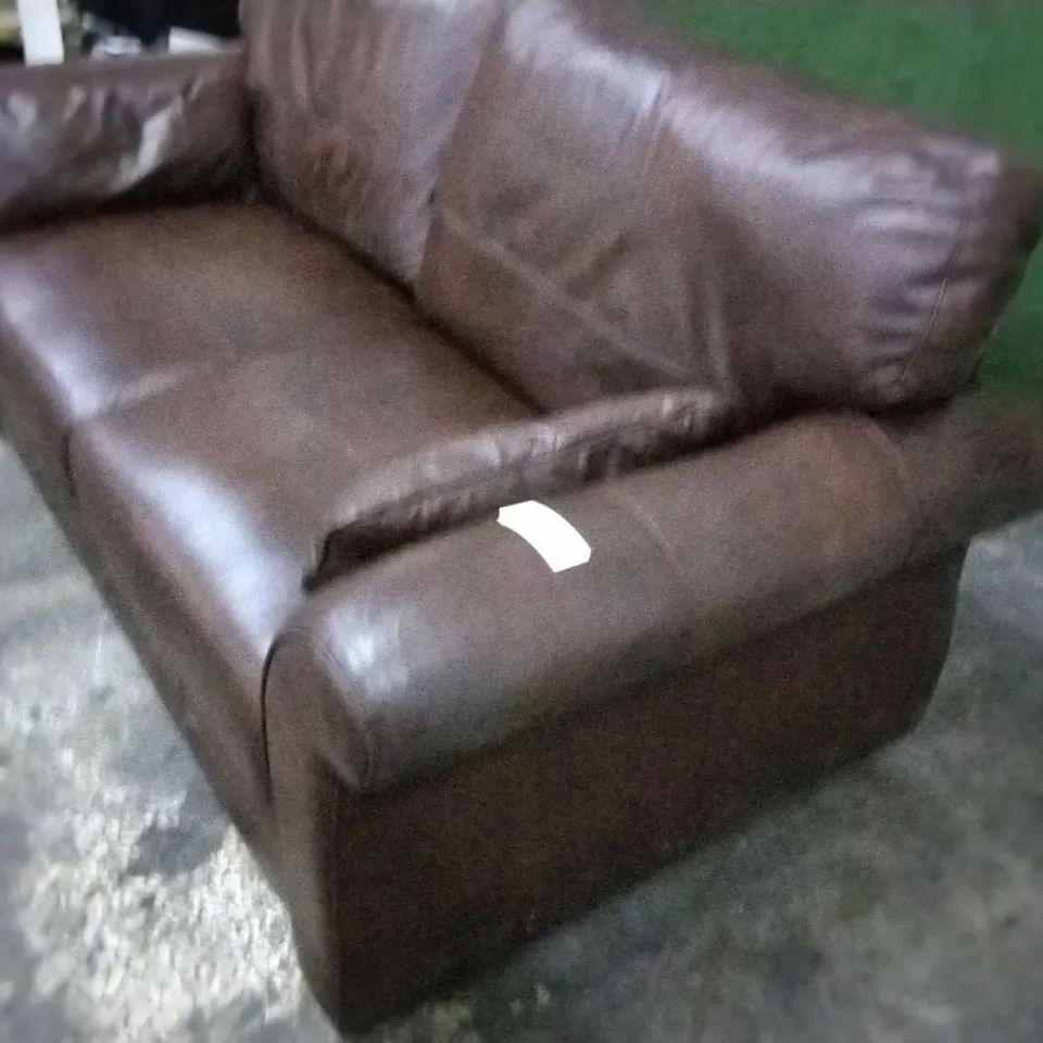 DESIGNER BROWN FAUX LEATHER TWO SEATER SOFA