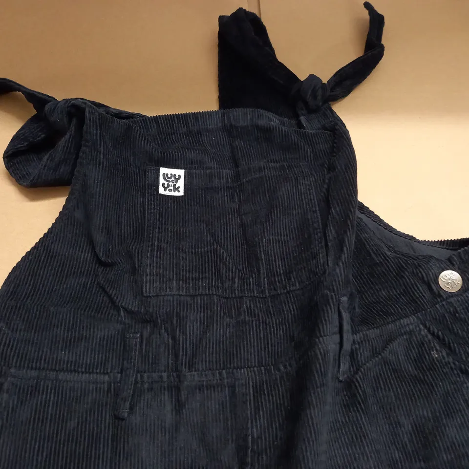 LUCY & YAK BLACK CORD DUNGAREES - UK 14 L