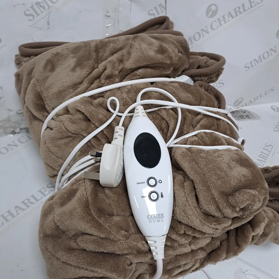 COZEE HOME HEATED BLANKET IN DARK TAUPE