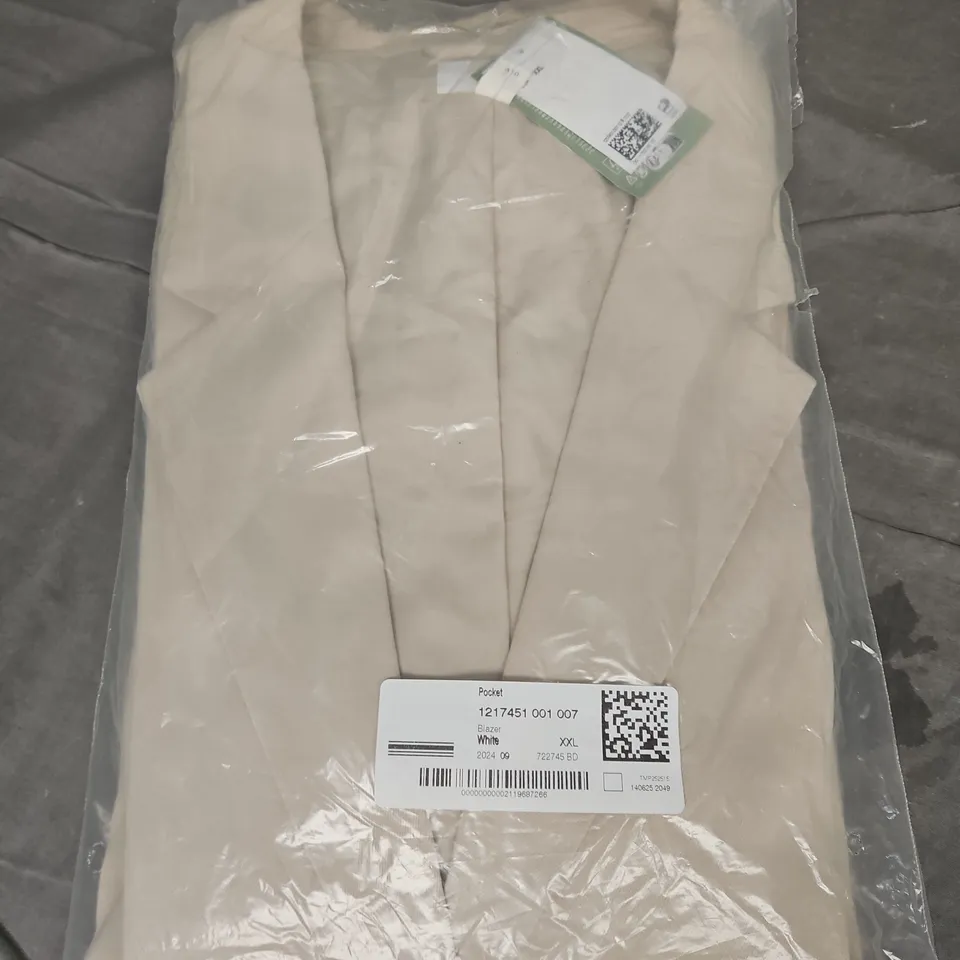 H&M LONG SLEEVE POCKET BLAZER, WHITE STONE - SIZE XXL 