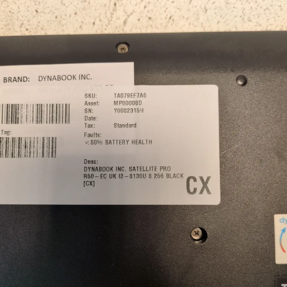 DYNABOOK SATELLITE PRO R50-EC LAPTOP – I3-8130U, 8GB RAM, 256GB SSD, BLACK (UK KEYBOARD)