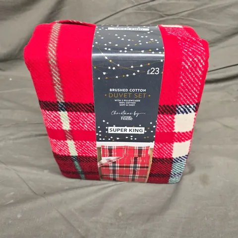 CHRISTMAS THEMED BRUSHED COTTON DUVET SET IN RED MULTI - SUPER KING