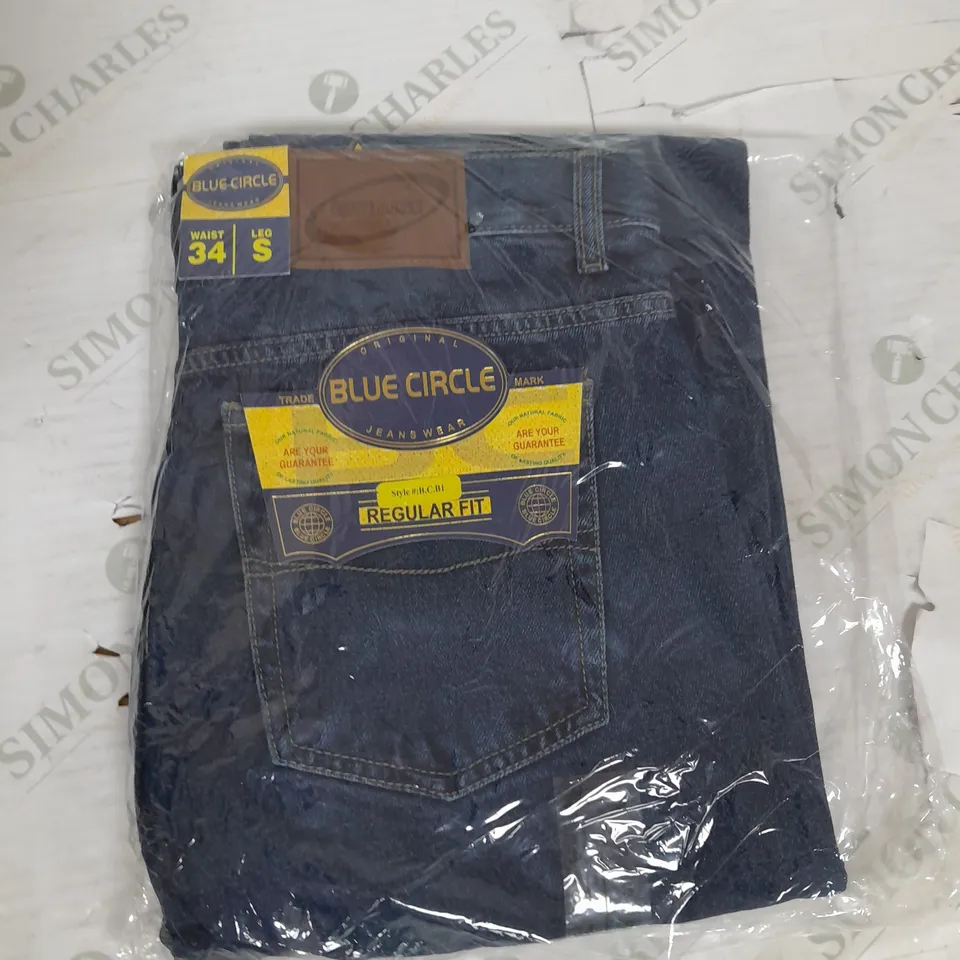 BLUE CIRCLE REGULAR FIT JEANS IN DARK BLUE SIZE 34W
