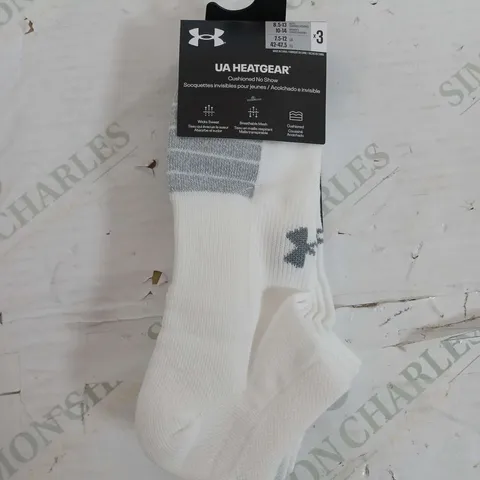 UNDER ARMOUR UA HEATGEAR WHITE SOCKS SET OF 3 - UK 7.5-12
