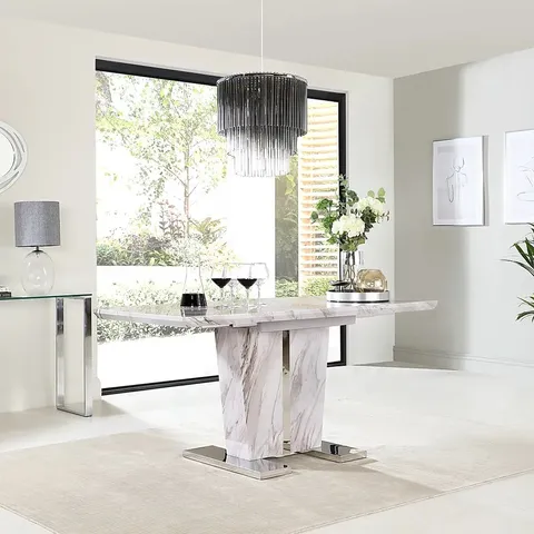 BOXED VIENNA GREY MARBLE 120-160CM EXTENDING DINING TABLE (3 BOXES)