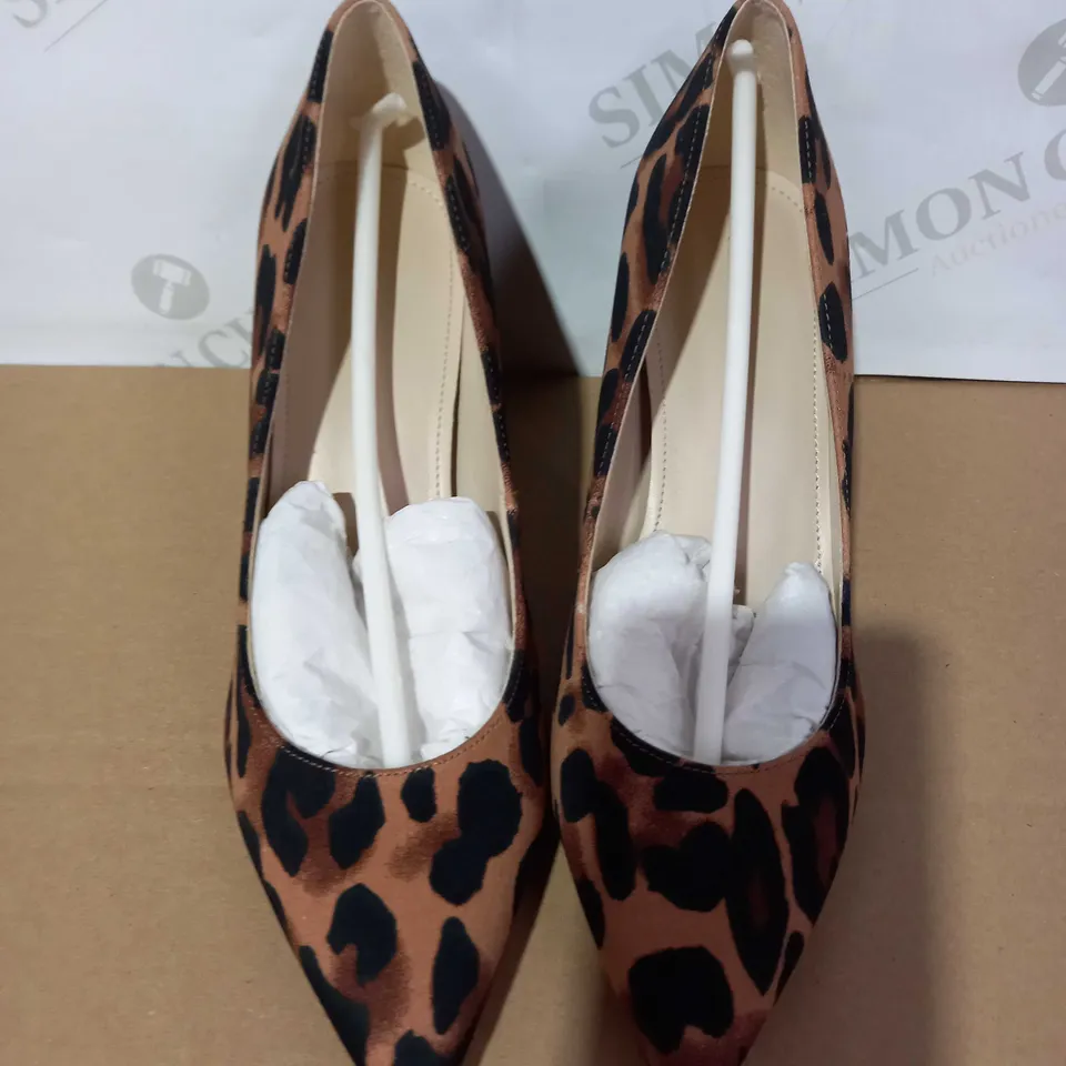 PAIR OF MF HEELS (LEOPARD PATTERN), SIZE 4.5 UK