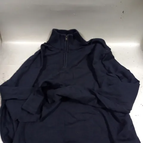 COTTON RICH 1/4 ZIP JUMPER - NAVY - XL
