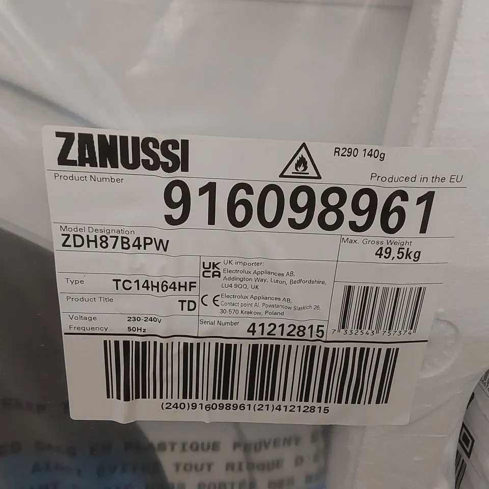 ZANUSSI ZDH87B4PW 8KG HEAT PUMP DRYER