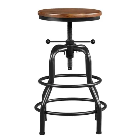 BOXED SWIVEL ADJUSTABLE HEIGHT COUNTER STOOL WITH METAL FRAME - BROWN