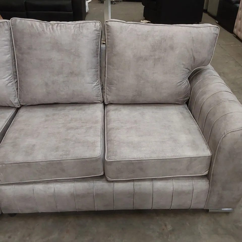 QUALITY DESIGNER LILLY SOFT FABRIC UPHOLSTERED CORNER SOFA - SILVER